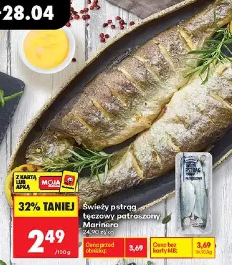 Świeży pstrąg tęczowy patroszony Marinero