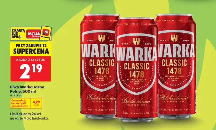 Piwo Warka Jasne Pełne