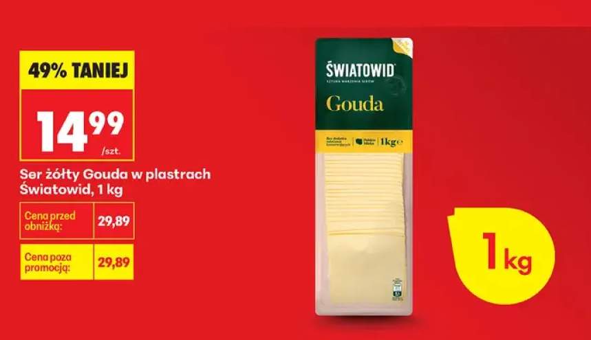 Ser żółty Gouda w plastrach Światowid