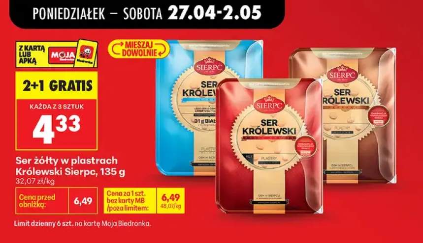 Ser żółty w plastrach Królewski Sierpc