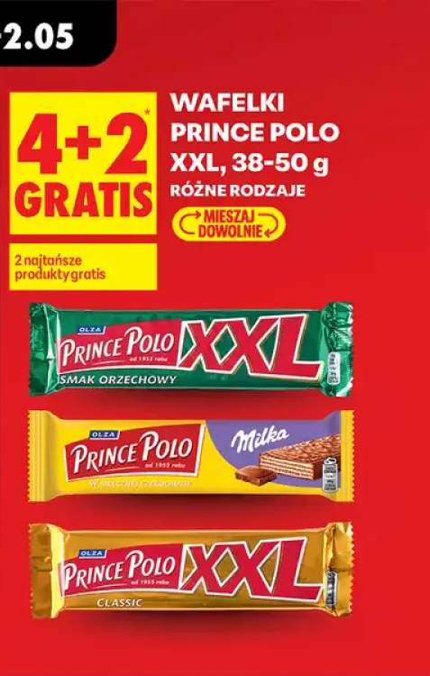 Wafelki XXL 38-50g, różne rodzaje 4+2 GRATIS