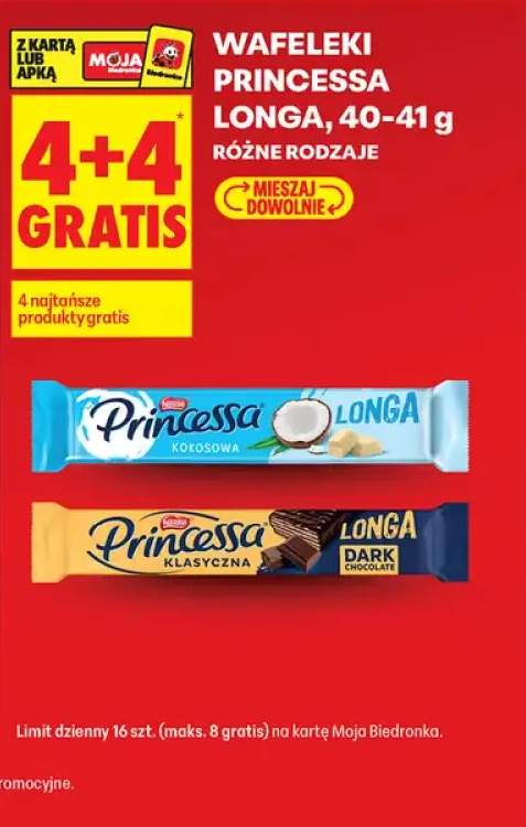Wafelki Longa 40-41g, różne rodzaje 4+4 GRATIS