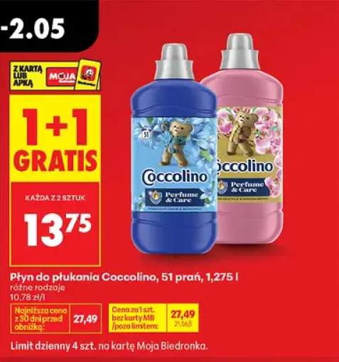 Płyn do płukania 1,275l, różne rodzaje 1+1 GRATIS