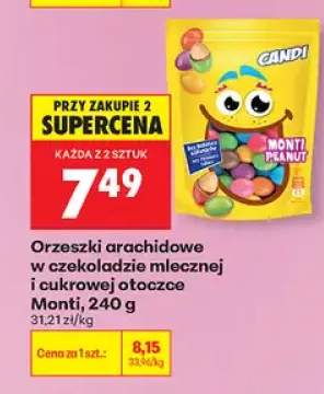 Orzeszki arachidowe w czekoladzie mlecznej i cukrowej otoczce Candi Monti