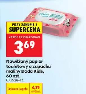 Nawilżany papier toaletowy o zapachu maliny Dada Kids