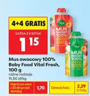 Mus owocowy 100% jabłko banan Vital Fresh Baby Food