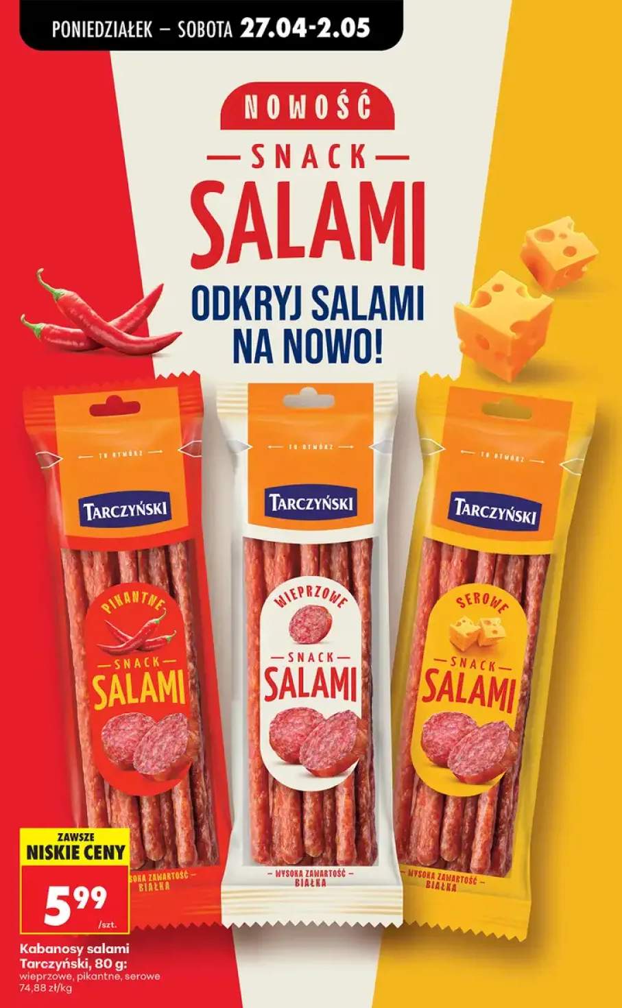 Kabanosy salami Tarczyński wieprzowe
