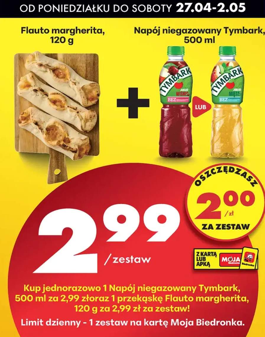Zestaw: Flauto margherita + Napój niegazowany Tymbark 