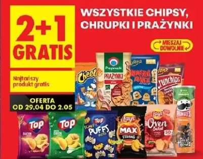 Chipsy przekąski i prażynki