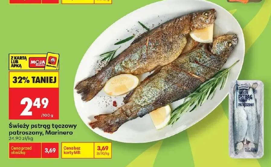 Świeży pstrąg tęczowy patroszony Marinero