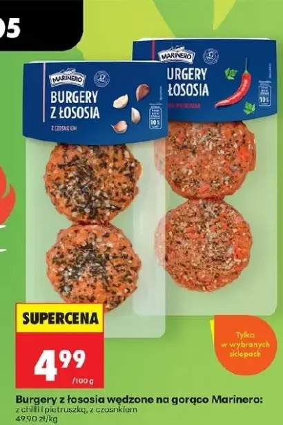 Burgery z łososia wędzone na gorąco Marinero z chilli i pietruszką