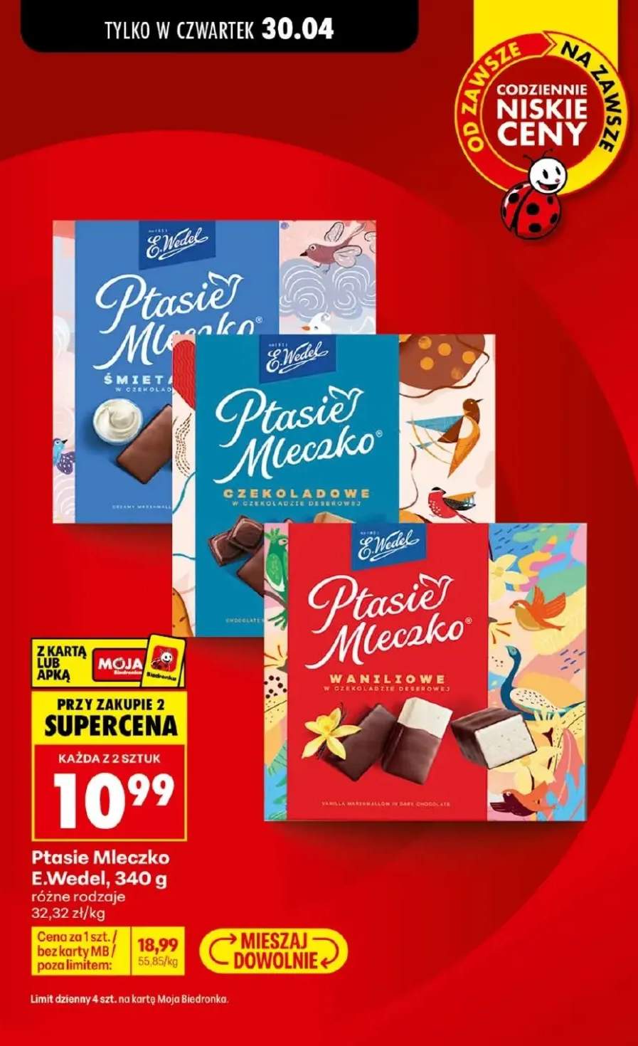 Ptasie Mleczko E.Wedel śmietankowe w czekoladzie deserowej