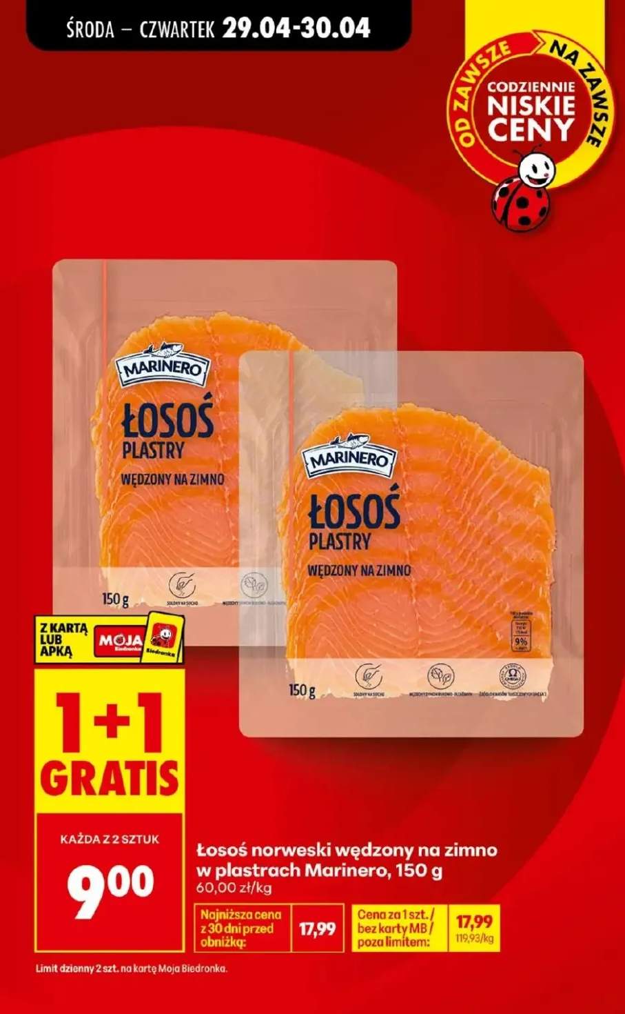 Łosoś norweski wędzony na zimno w plastrach Marinero