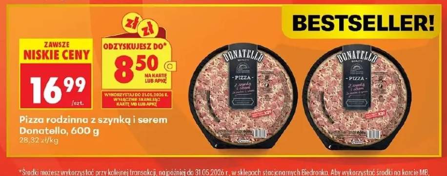 Pizza rodzinna z szynką i serem Donatello