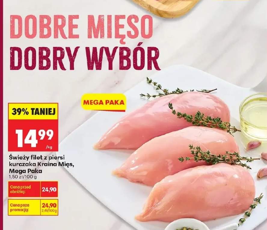 Świeży filet z piersi kurczaka Kraina Mięs Mega Paka