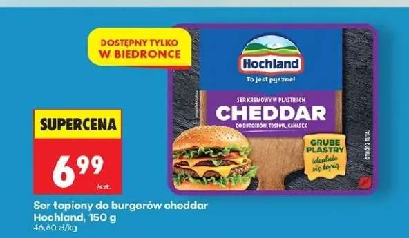Ser topiony do burgerów cheddar w plastrach Hochland