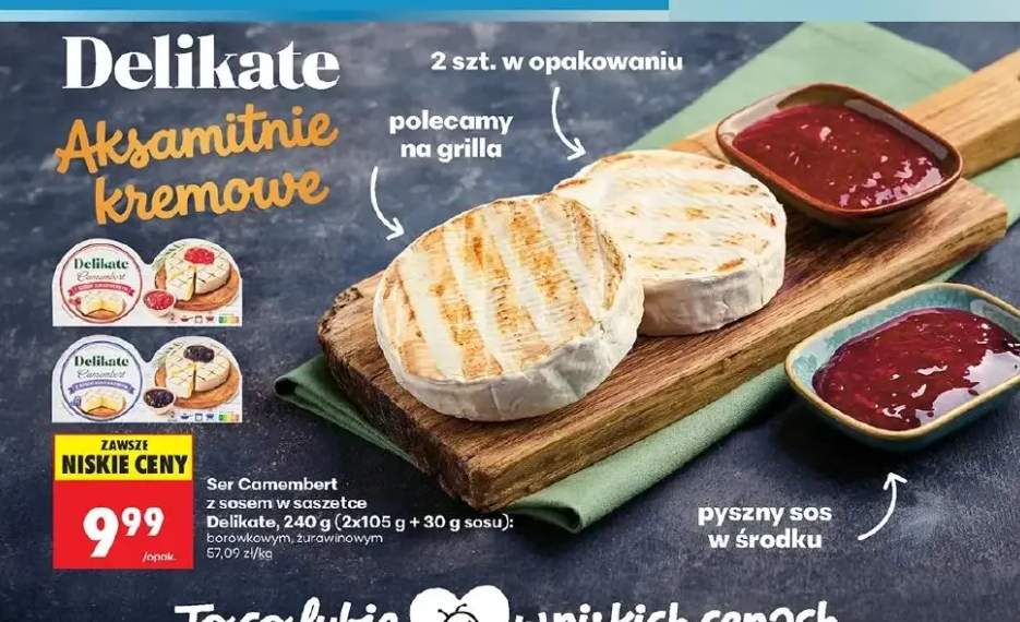 Ser Camembert z sosem borówkowym w saszetce Delikate