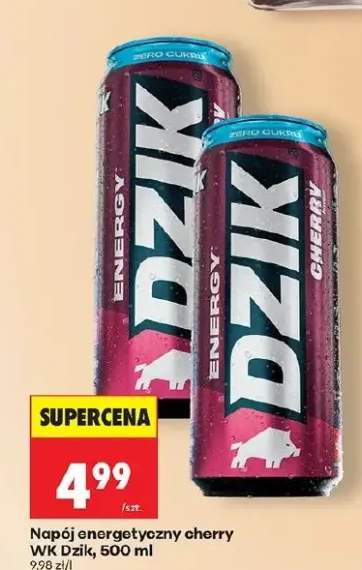 Napój energetyczny cherry WK Dzik zero cukru
