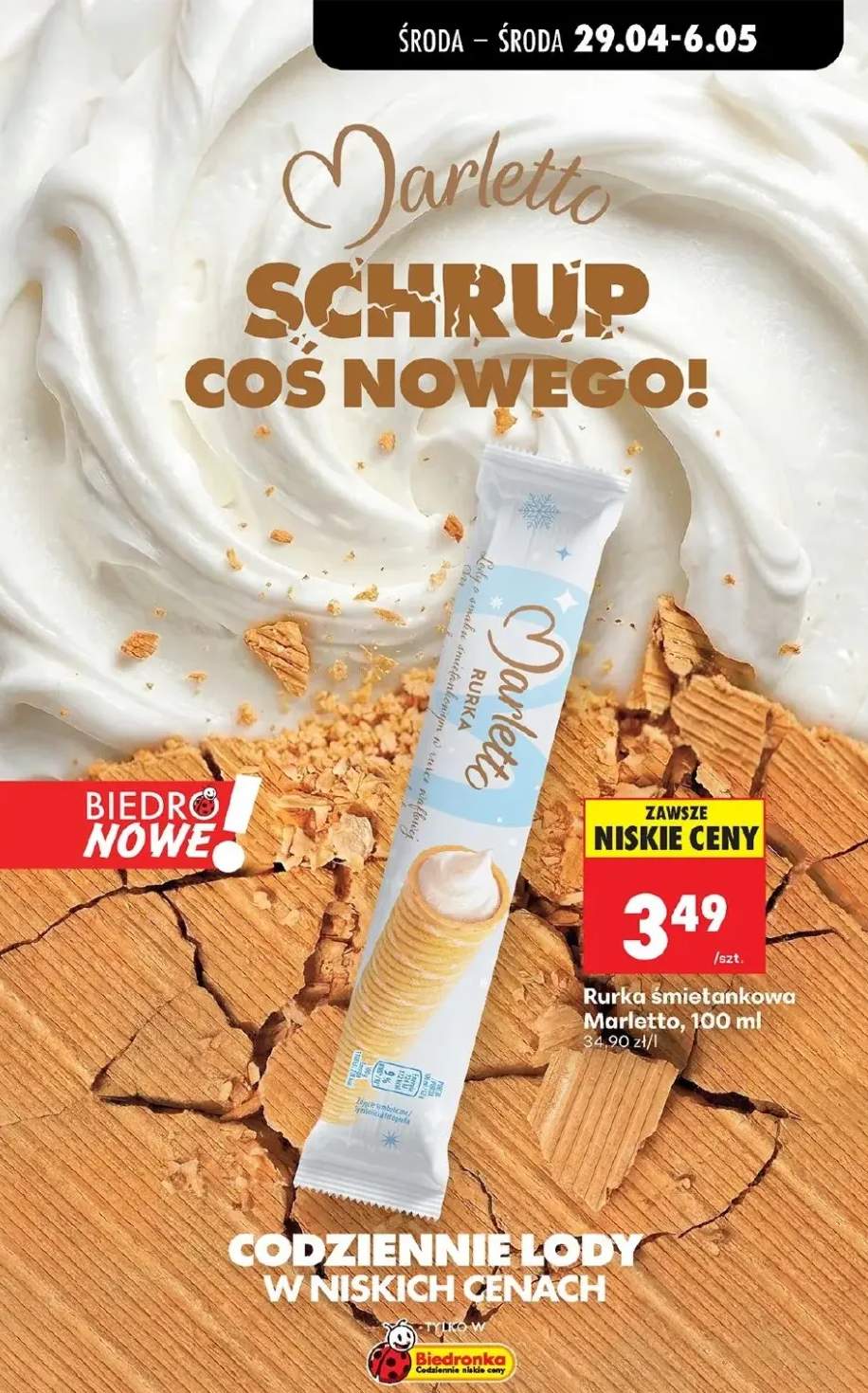 Lody rurka śmietankowa Marletto