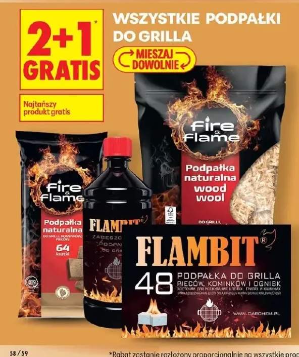 Podpałka naturalna Fire & Flame do grilli kominków pieców 64 kostki