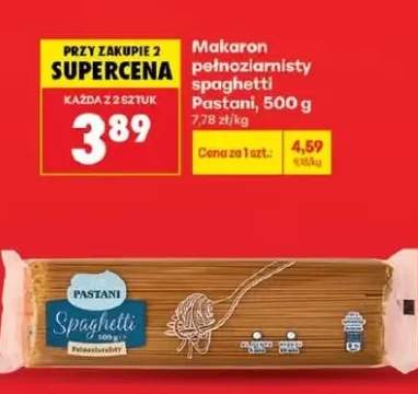 Makaron pełnoziarnisty spaghetti Pastani