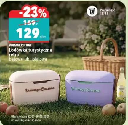 Lodówka turystyczna retro Vintage Cuisine beżowa pojemność 18,3l