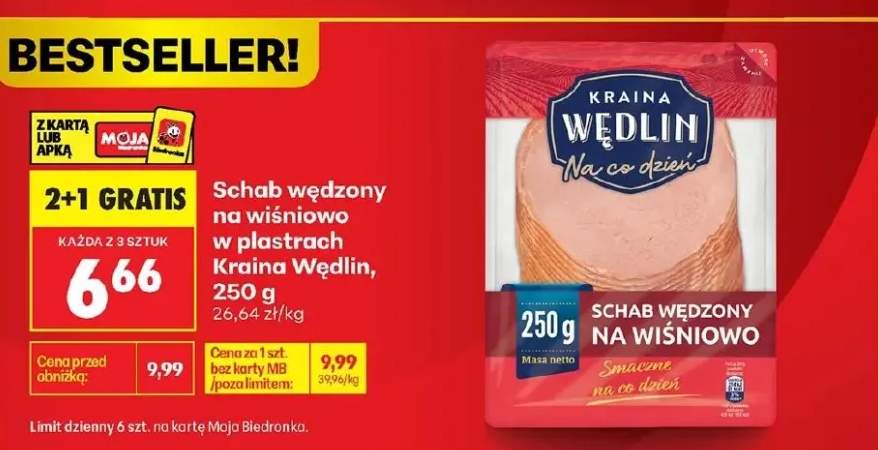 Schab wędzony na wiśniowo w plastrach Kraina Wędlin Na co dzień