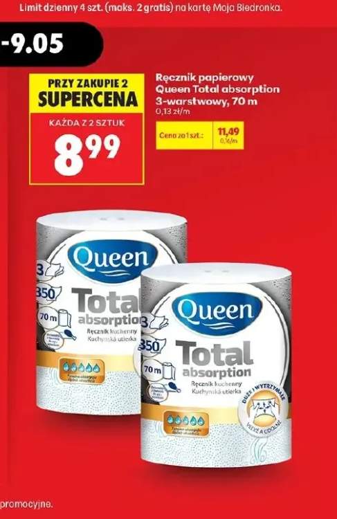 Ręcznik papierowy Queen Total absorption 3-warstwowy 70m