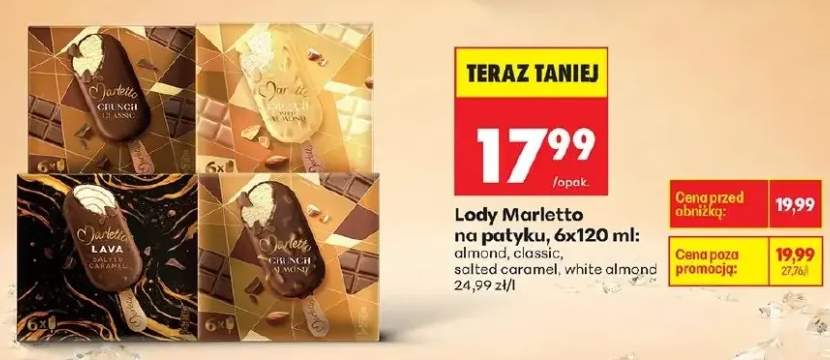 Lody Marletto na patyku white almond 6-pak