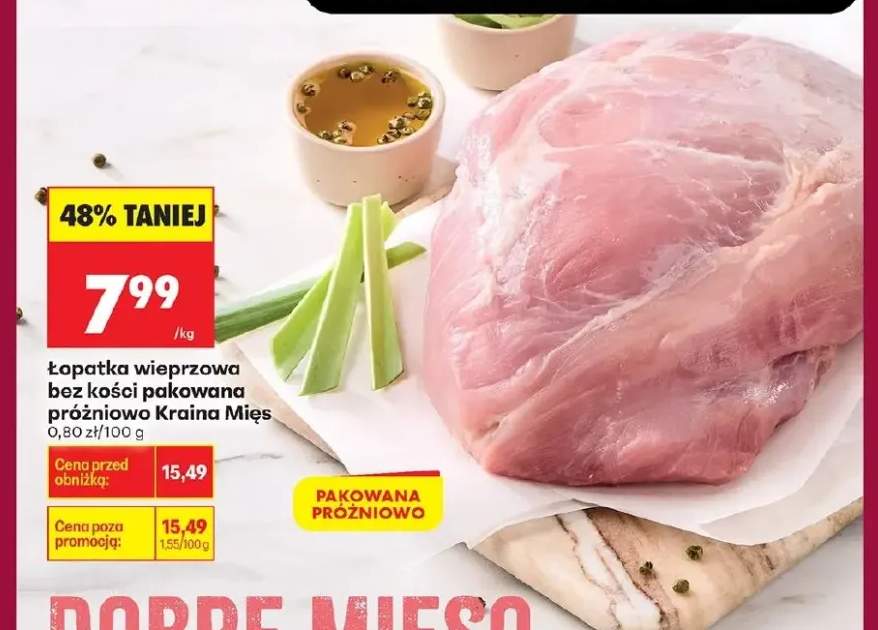 Łopatka wieprzowa bez kości pakowana próżniowo Kraina Mięs