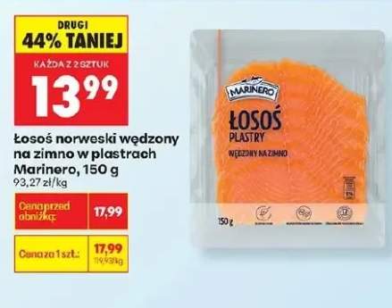 Łosoś norweski wędzony na zimno w plastrach Marinero