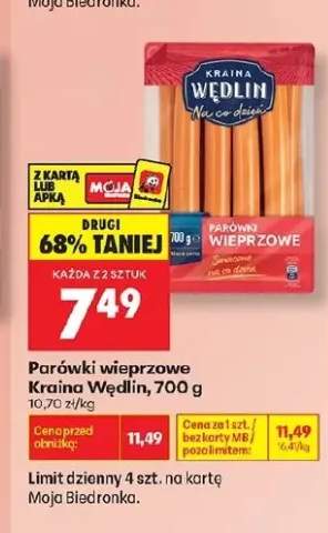 Parówki wieprzowe Kraina Wędlin
