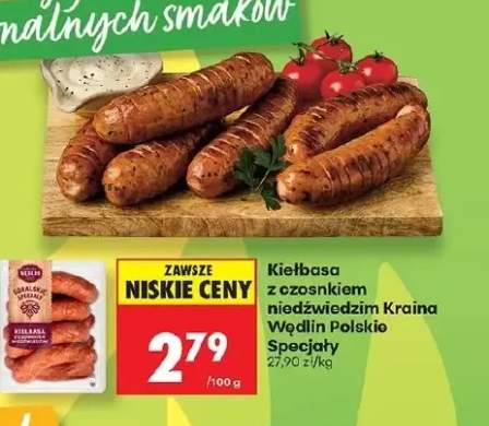 Kiełbasa z czosnkiem niedźwiedzim Kraina Wędlin Polskie Specjały