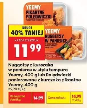 Nuggetsy z kurczaka w panierce w stylu tempura Yeemy lub Polędwiczki panierowane z kurczaka pikantne Yeemy