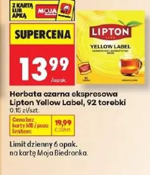 Herbata czarna ekspresowa Lipton Yellow Label