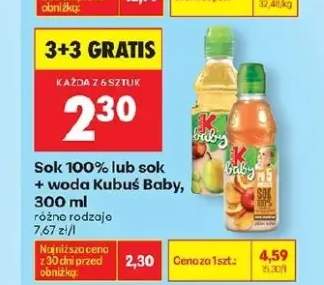 Sok 100% lub sok + woda Kubuś Baby