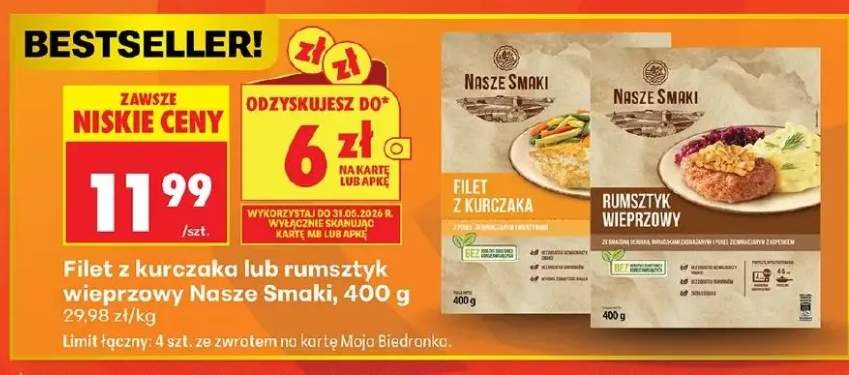 Filet z kurczaka lub rumsztyk wieprzowy Nasze Smaki