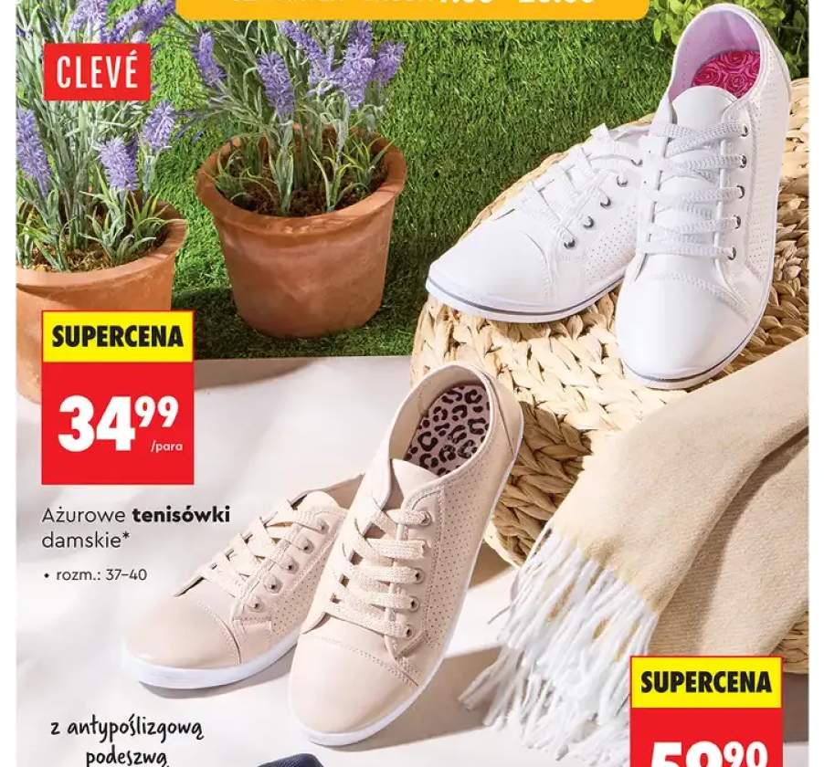 Ażurowe tenisówki damskie CLEVÉ z antypoślizgową podeszwą