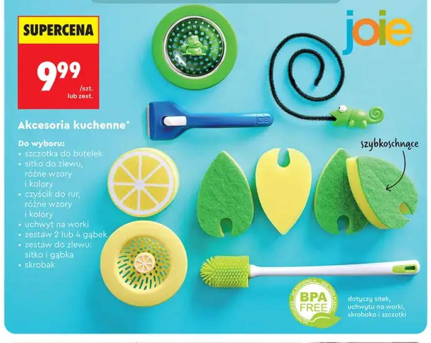 Zestaw do zlewu sitko i gąbka joie