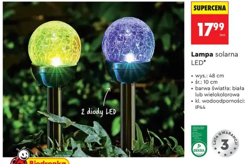 Lampa solarna LED gardenic biała 48cm