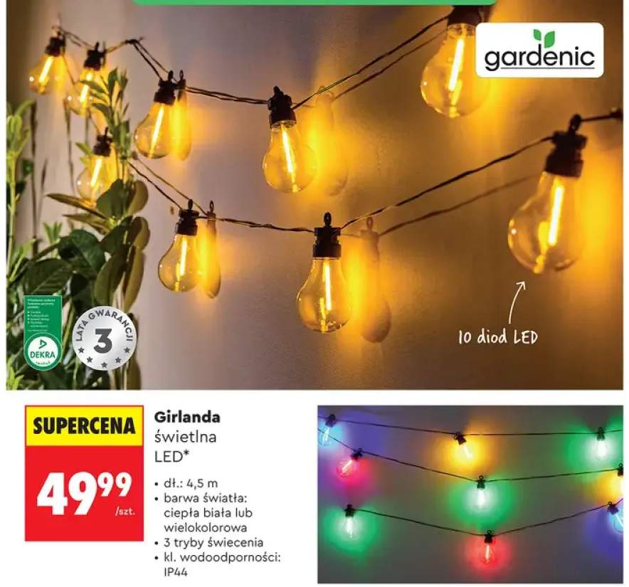 Girlanda świetlna LED gardenic ciepła biała 4,5m