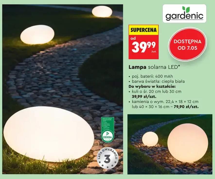 Lampa solarna LED kamień 22,4x18x12cm gardenic