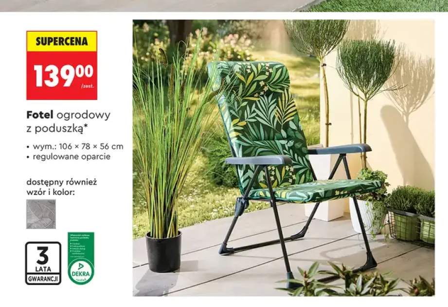Fotel ogrodowy z poduszką gardenic 106x78x56cm regulowane oparcie