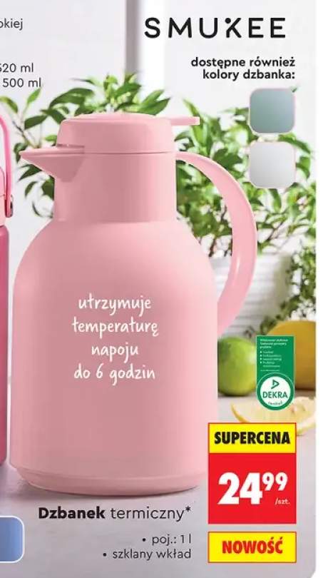 Dzbanek termiczny SMUKEE ze szklanym wkładem 1l