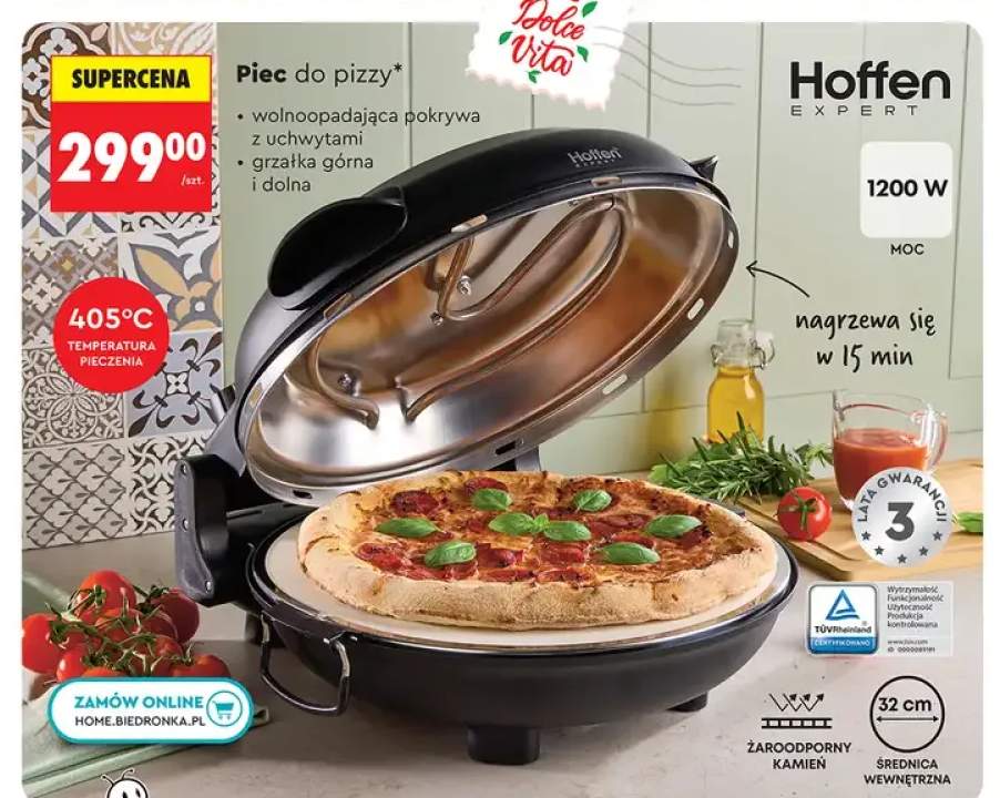Piec do pizzy Hoffen 1200W 32cm
