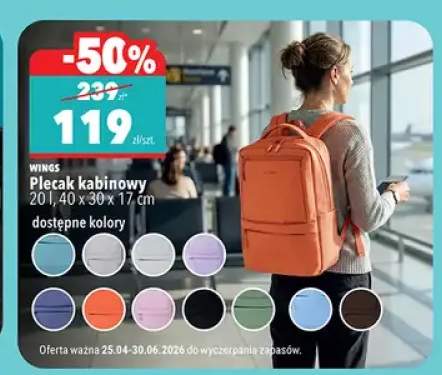 Plecak kabinowy 20l 40x30x17cm WINGS