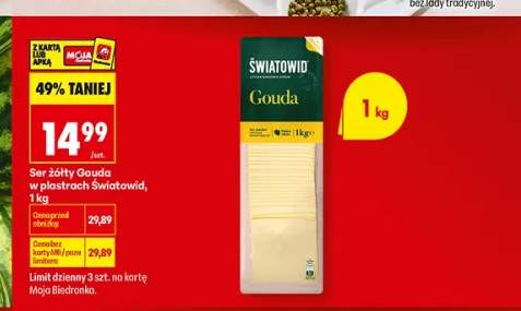 Ser żółty Gouda w plastrach Światowid 1kg