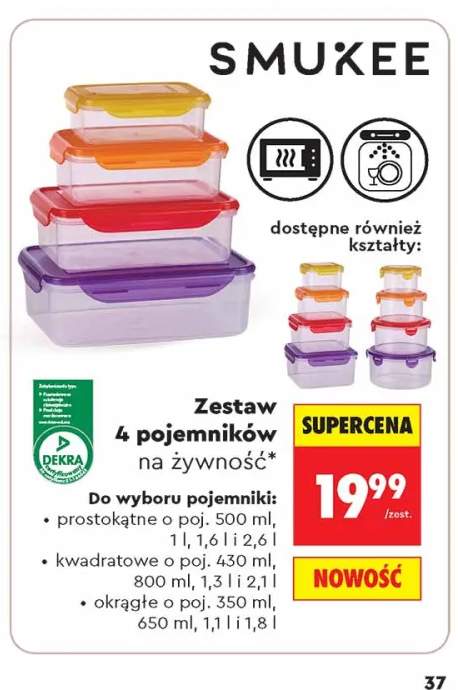 Pojemniki na żywność Smukee kwadratowe 4-pak