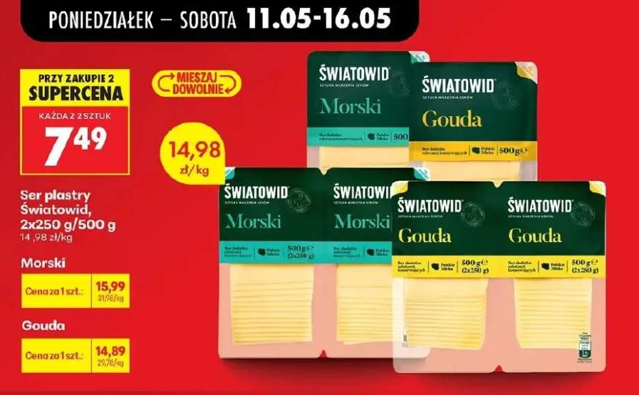 Ser plastry Światowid Gouda 2-pak 250g