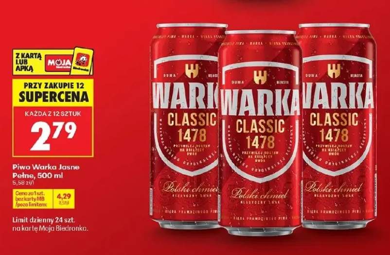 Piwo Warka Jasne Pełne